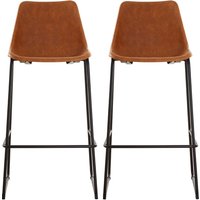 Kekoun Camel Faux Leather Bar Chairs With Black Legs In A Pair