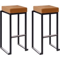 Kelowna Gold Velvet Bar Stools With Black Steel Frame In Pair