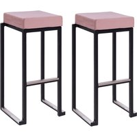 Kelowna Pink Velvet Bar Stools With Black Steel Frame In Pair