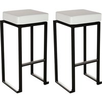 Kelowna White Faux Leather Bar Stools With Black Steel Frame In Pair