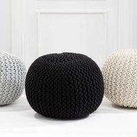 Kelvra Fabric Kids Knit Pouffe in Black