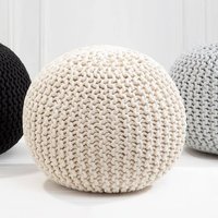 Kelvra Fabric Kids Knit Pouffe in Cream