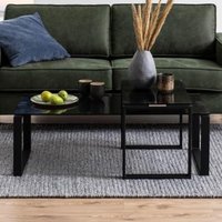 Kennesaw Smoked Glass Nesting Coffee Tables With Matt Black Legs