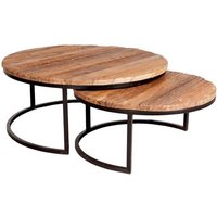 Kentaurus Round Railway Sleeper Set Of 2 Coffee Tables In Oak