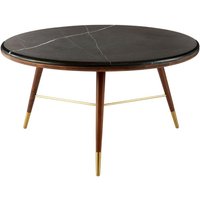 Kentona Dark Grey Marble Coffee Table With Dark Walnut Frame