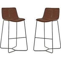 Kerrville Brown PU Leather Bar Stools - Pair