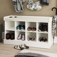 Keswick Wooden Shoe Storage Seating Bench In White
