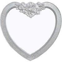 Kiara Heart Shape Wall Mirror In Silver Mosaic Frame