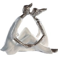 Kiss Me Poly Design Sculpture In White And Silver