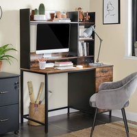 Product photograph of Kohler Wooden Computer Desk With Bookshelf In Rustic Brown from Furniture in Fashion