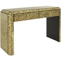 Koma Mirrored Glass Console Table With 2 Drawers In Gold