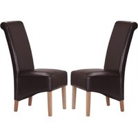 Kutztown Brown Leather Dining Chairs With Oak Legs In Pair