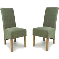 Kyoto Fabric Dining Chairs In Pair - Weave Green