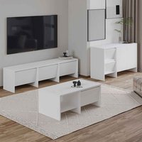 Lacin Wooden Living Room Furniture Set in White