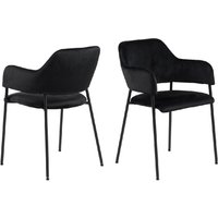 Laconia Black Velvet Dining Chairs With Metal Frame In Pair
