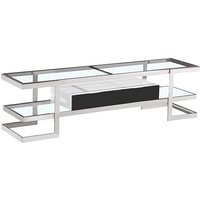 Laird Clear Glass TV Stand With White High Gloss Drawer