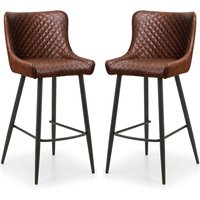 Lakia Brown Faux Leather Bar Stools With Black Legs - Pair