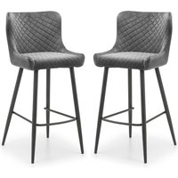 Lakia Grey Velvet Bar Stools With Black Legs - Pair