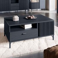 Lambeth Wooden Coffee Table With 2 Doors 1 Drawer In Graphite Black