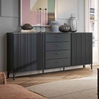 Lambeth Wooden Sideboard With 2 Doors 4 Drawers In Graphite Black