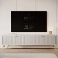 Lampe Wooden TV Stand With Metal Legs In Beige