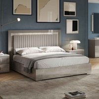 Lana High Gloss Ottoman Storage King Size Bed in Grey and Oak