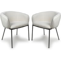Langley White Fabric Dining Chairs With Black Legs In Pair