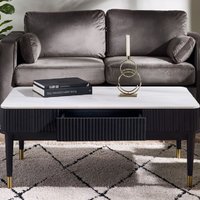 Laurel Stone Lamp Table With Drawer In White Marble Effect