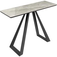 Laval Ceramic Glass Conosle Table In Grey Gloss