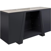 Laval Grey Gloss Ceramic Glass Top Sideboard With Wooden Base