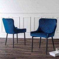 Laxiro Blue Velvet Dining Chairs in Pair