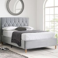 Laxly Fabric Double Bed In Grey