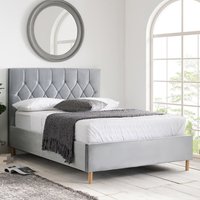 Laxly Fabric Ottoman Storage Small Double Bed In Grey