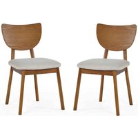 Layton Cherry Ash Wooden Dining Chairs with Fabric Seat in Pair