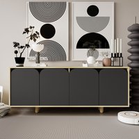 Lazio Wooden Sideboard with 4 Doors in Sapphire Oak and Anthracite