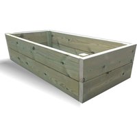 Lebanon Outdoor Wooden Double Layer Raised Planter in Natural