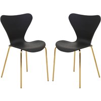 Leila Black Plastic Dining Chairs With Gold Metal legs In A Pair