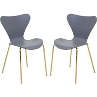 Leila Grey Plastic Dining Chairs With Gold Metal legs In A Pair
