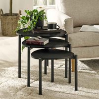 Lelvra Wooden Nest of 3 Side Tables in Black Ash