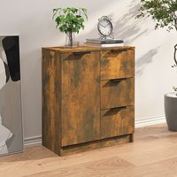 Leslie Wooden Sideboard With 1 Door 3 Drawers In Smoked Oak