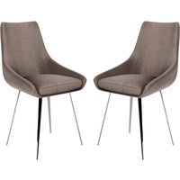 Levant Mink Velvet Dining Chairs In Pair