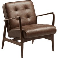 Levittown Faux Leather Lounge Armchair In Vintage Brown