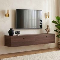 Ligne 140cm Wooden Wall Mounted TV Stand with 2 Doors in Milano Walnut