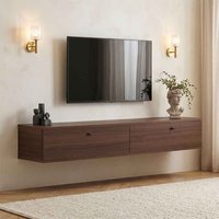 Ligne 160cm Wooden Wall Mounted TV Stand with 2 Doors in Milano Walnut