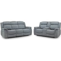 Lindsay Fabric Electric Recliner 3+2 Seater Sofa Set In Grey
