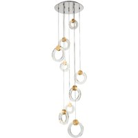 Linton 9 Light Glass Shade Pendant Light In Chrome And Gold