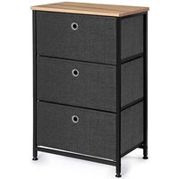Lionel Wooden Top Chest of 3 Drawers with Black Metal Frame in Grey and Oak
