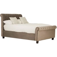 Lionrock Velvet Storage Ottoman Double Bed In Brushed Steel