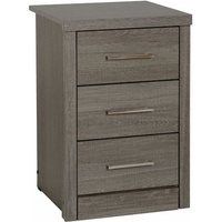 Laggan Wooden Bedside Cabinet With 3 Drawers In Black Wood