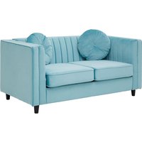 Lismore Upholstered Velvet 2 Seater Sofa In Midnight Green